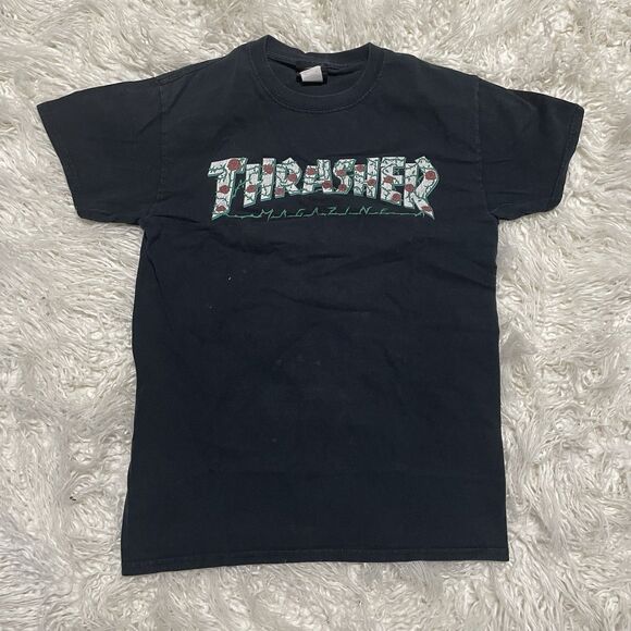 Thrasher Magazine Rose And Thorns Men’s Black T-Shirt Size Small Graphic Print - Picture 1 of 4